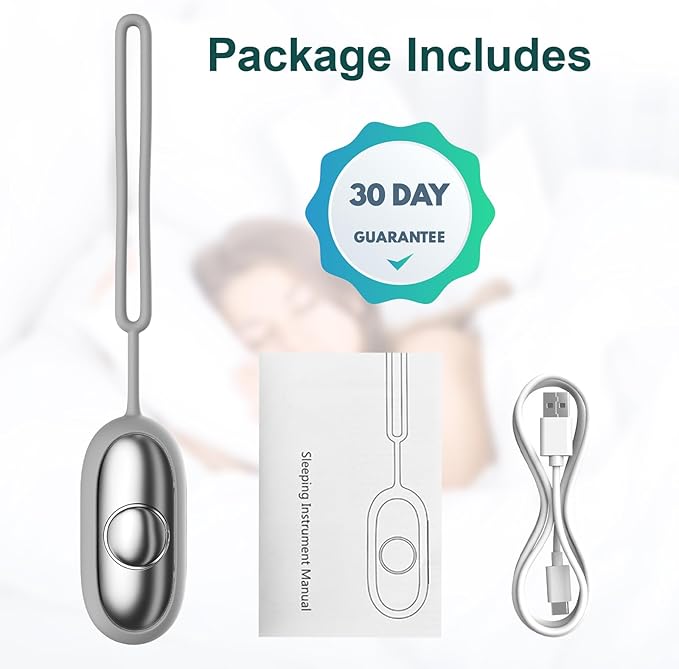 Sleep Aid Device, Micro-Current Sleep Instrument Anxiety Device, Portable Rechargeable Sleep Aid for Anxiety and Insomnia (Silver)