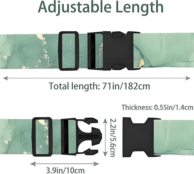 Greenstone Luggage Straps for Suitcases, Adjustable Luggage Travel Belt to Keep Luggage Security While Travel, Strong Polyester Fabric, Easy-to-Recognize Stylish Design Travel Essentials, 2 Pack