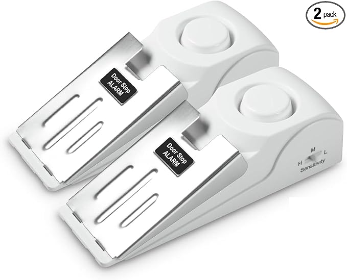 Portable Door Stop Alarm, No Installation Required, Provides Security for Home, Hotel and Traveling(2 Pack Door Stop)