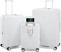 Hard Shell Suitcases Expandable Travel Luggage Sets 3 Piece, Carry on and Check in 3 Piece Luggage Suitcase Sets with Spinner Wheels Cup Holder Charger Built in (White, 20/24/28)