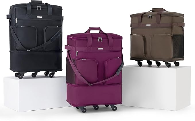Hanke Expandable Collapsible Luggage with Wheels Suitcase Luggage Rolling Travel Bag Duffel Bag for Men Women Lightweight Suitcase Large Capacity Luggage with Spinner Wheel (Purple)