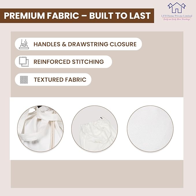 LFH Home Cotton Canvas Extra Large Laundry Bag with Handle, Heavy Duty Drawstring Closure Washable Laundry Bags School Travel, Home, Hotel, College Dorm, Organizer Sack, Toys Clothes 28x40-White