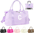 Daughter Niece Gifts for Teen Girl Kids, Initial Travel Duffel Bag Sports Gym Bag Personalized Gifts Weekender Bag，Monogram Overnight Bag Cute Dance Bag Birthday Bridesmaid Gifts for Women(Purple, C)