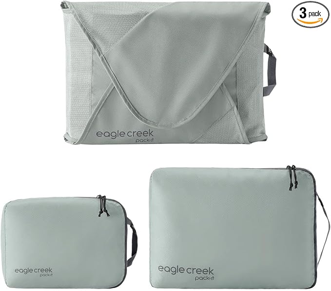 Eagle Creek Pack-It Starter Set - Includes S Isolate Cube, M Isolate Cube & L Pack-It Reveal Garment Folder - Lightweight Travel & Storage Essentials - Storm Grey