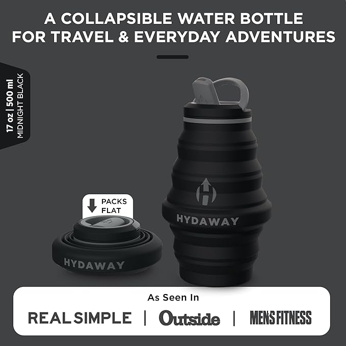 HYDAWAY 17oz Collapsible Water Bottle - BPA-Free, Leakproof, Lightweight, and Space-Saving - Perfect for Travel, Hiking, and Everyday Hydration