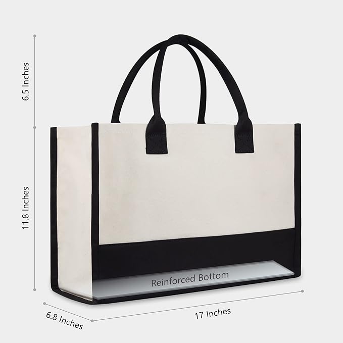 TOPDesign Embroidery Initial Canvas Tote Bag, Personalized Present Bag, Suitable for Wedding, Birthday, Beach, Holiday, is a Great Gift for Women, Mom, Teachers, Friends, Bridesmaids (Letter E)