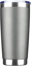 20oz Tumbler Bulk Stainless Steel Vacuum Insulated Tumblers with Lid Double Wall Travel Mug Durable Powder Coated Coffee Cup, Suitable for Ice Drinks and Hot Beverage (Gray 1pack)