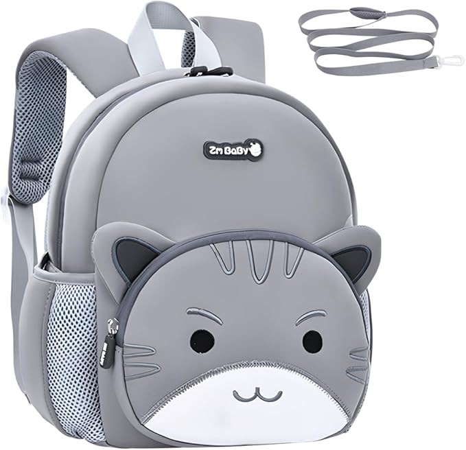 Padgene Toddler Backpacks Kids Preschool Backpack Waterproof Neoprene Animal Schoolbag Lunch backpack 3D Cartoon Cat Mini Travel Bag for Boys Girls Ages 3-5