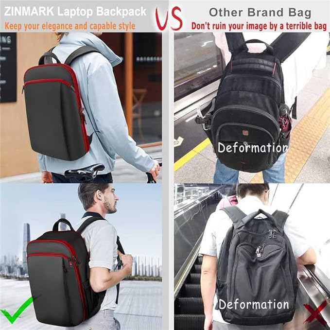 ZINMARK Slim Expandable 15 15.6 16 Inch Laptop Backpack Anti Theft Travel Business Durable Computer Bag, Multipurpose Large Capacity Daypack for Men And Women，BRD01