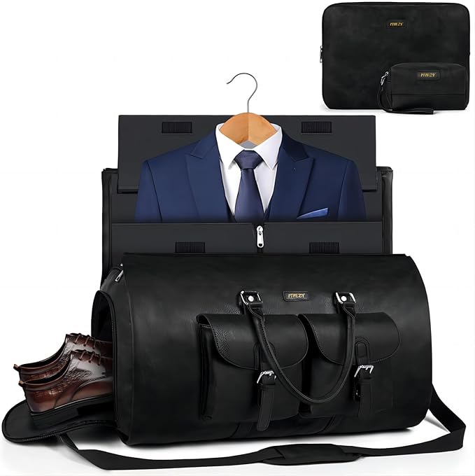 Garment Bag for Travel, Convertible Carry on Garment Duffel Bag for Men 3Pcs Weekender Bag 2 in 1 Hanging Suitcase Suit Bag