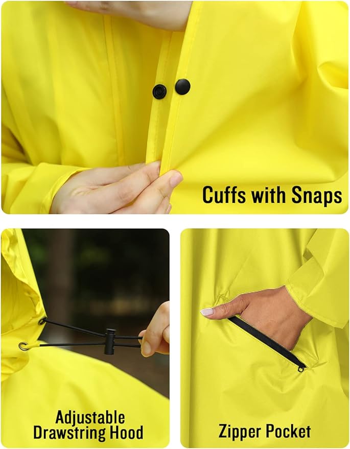 SaphiRose Unisex Rain Poncho Hooded Waterproof Raincoat for Adults Women