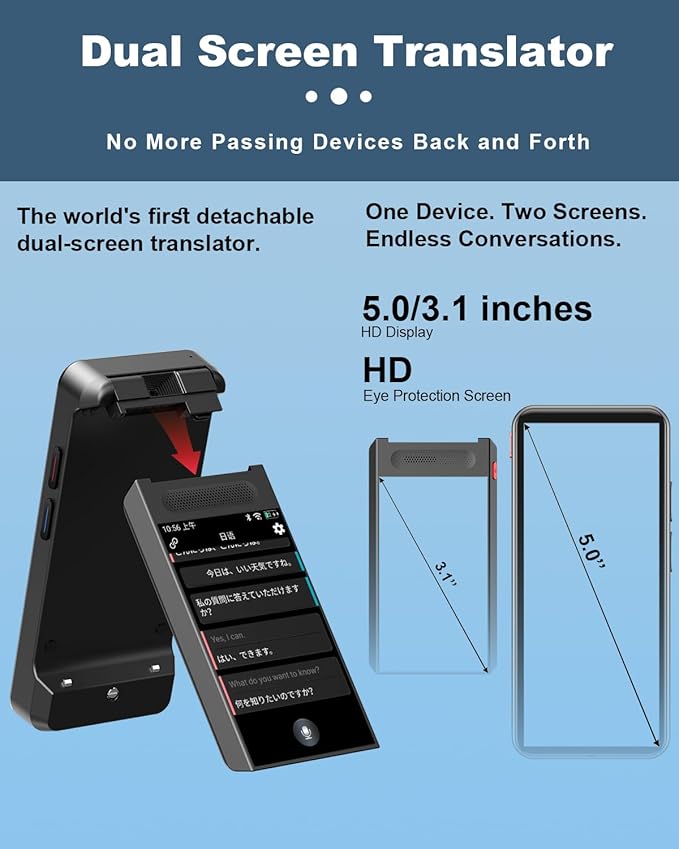 iTour D-Lite Dual Screen Language Translator Device, 2025 Real-Time Voice Translation Interpreter Hub 139 Languages, Group Chat & Photo & PhoneTranslation, Instant Pocket AI Translator Device