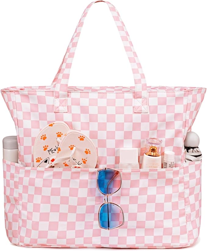 Waterproof Beach Tote Pool Bags for Women Ladies Extra Large Gym Tote Carry On Bag With Wet Compartment for Weekender Travel