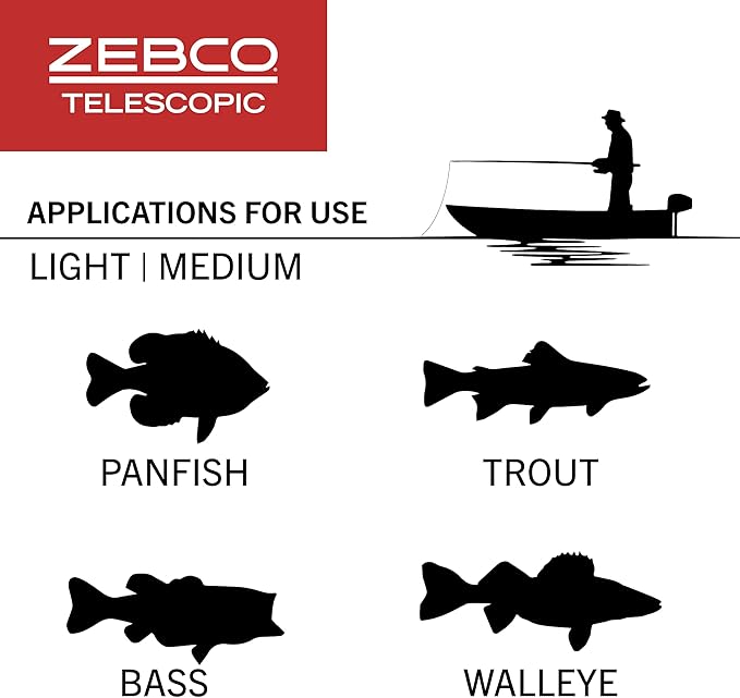 Zebco 33 Spinning Reel and Telescopic Fishing Rod Combo