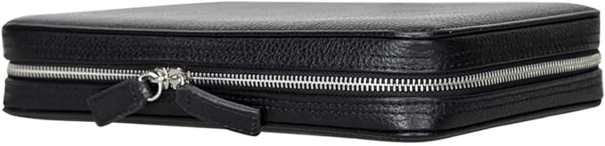 Medicine Handmade Leather Cable Organizer Bag – Full-Grain Leather Travel Tech Case for Cords, Chargers & Accessories – Zippered Storage for Men & Women (Black)