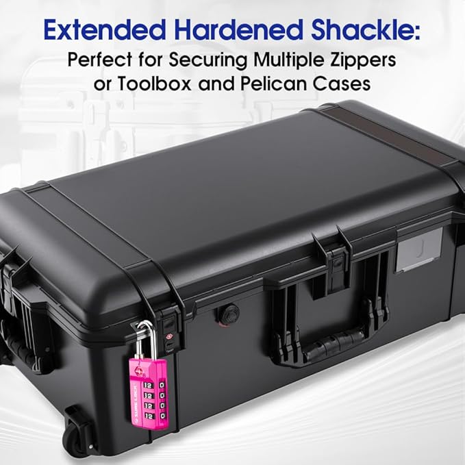 SURE LOCK TSA Approved 4-Digit Resettable Combination Luggage Locks with Open Alert, Easy-Read Dials - for Luggage, School Lockers, Gym, Office, Toolbox & Security Cases(4 Assorted Colors)