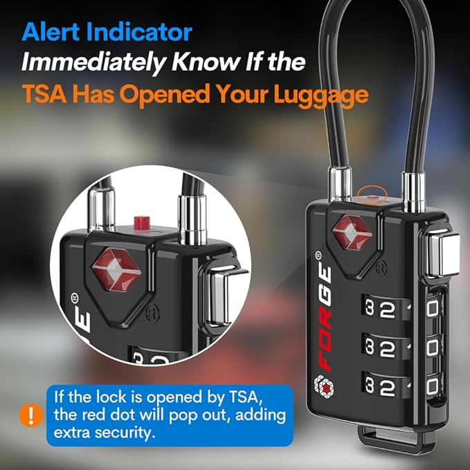 TSA Approved Cable Luggage Locks, 6 Pack, Easy Read Dials with Alloy Body