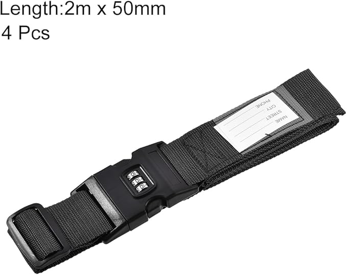 uxcell Luggage Straps Suitcase Belts with Buckle, Combination Lock, Adjustable Travel Packing Accessories