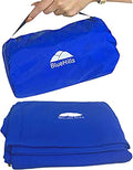 BlueHills Ultra Compact Travel Blanket Pillow in Portable Bag Case Premium Cozy Soft Compact Pack Large Blanket for Airplane Flight Layover Blue - Royal C005