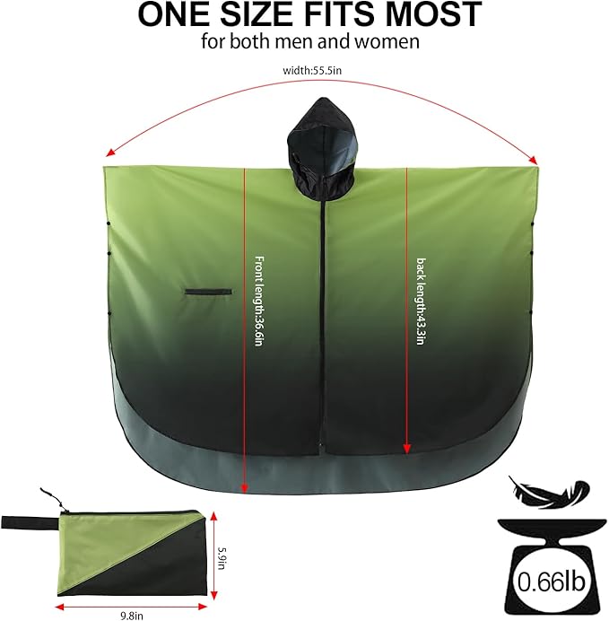 Rain Poncho Jacket Coat Hooded Zipper Style for Women/Men/Adult with Pocket