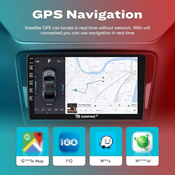 Kunfine Car CarPlay Android Auto Navigation Stereo GPS Radio Reverse Camera Display 9" IPS Touchscreen Headunit Tablet Pad Media Player for Subaru Forester 2007-2013, if Applicable Quad Core 4G+64G