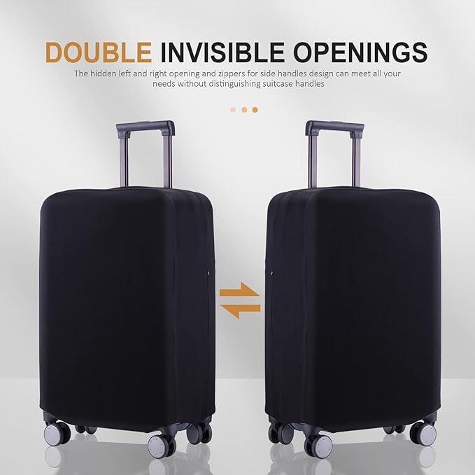 Travel Luggage Cover Suitcase Protector Scratch-Resistant Fit 19-31 Inch, Not Included Suitcase (Black, L(26-27inch))
