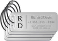 Personalized Luggage Tags for Suitcases 4 Pack - Stainless Steel Custom Luggage Tags for Backpacks & Bags, Sturdy, Waterproof & Heavy Duty (Silver / 3" x 1.25")