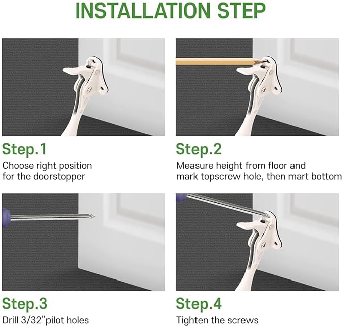 One Touch Kickdown Door Stopper, Door Holder, Heavy Duty Door Stops, Bottom of Door, Height-Adjustable Rubber Tips by HASHI (White 4 inch x 1pack)