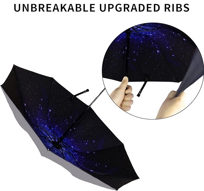 LLanxiry Compact Travel Umbrella, Mini Windproof Umbrellas for Rain & Sun, Small Lightweight Outdoor UV Umbrella, Portable Folding Umbrellas for Travel