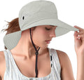 Rosoz Ponytail Sun Bucket Hats for Women UV Protection Foldable Mesh Wide Brim Hiking Beach Fishing Summer Safari