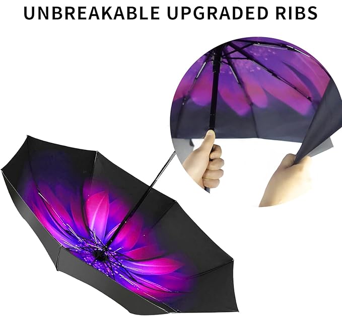 LLanxiry Compact Travel Umbrella, Mini Windproof Umbrellas for Rain & Sun, Small Lightweight Outdoor UV Umbrella, Portable Folding Umbrellas for Travel