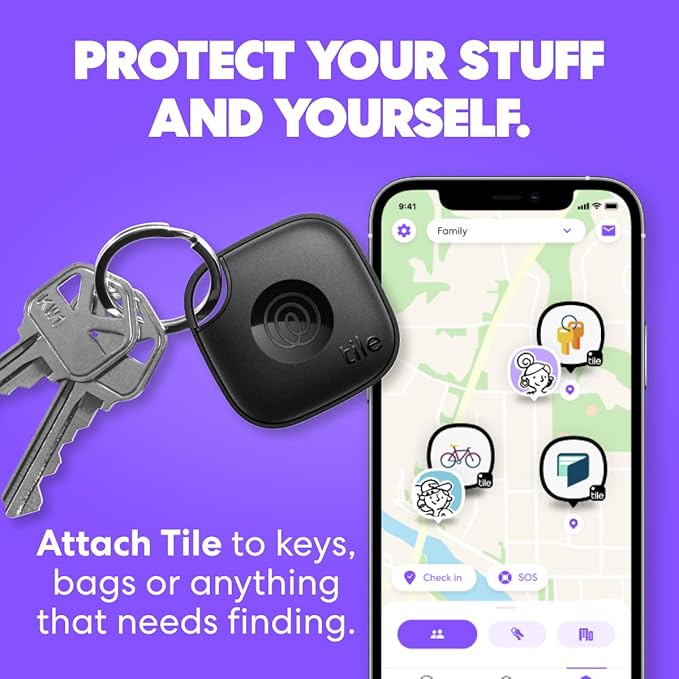 Tile by Life360 Starter Pack (2024) - Bluetooth Trackers and Item Finders for Keys, Wallets & More. Both iOS and Android Compatible. Phone Finder. 2-Pack (Black Mate/Slim)