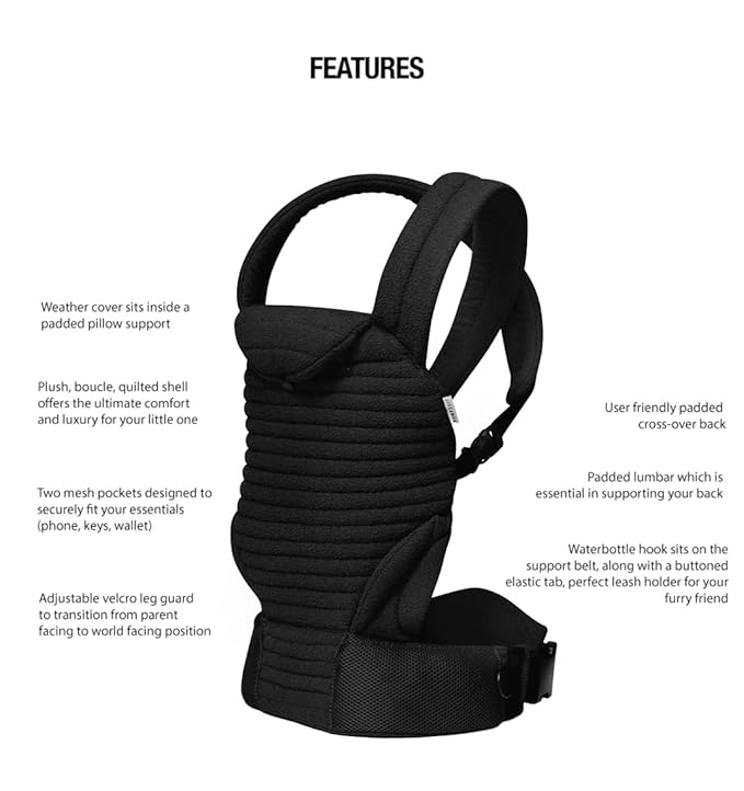 Bumpsuit Baby Carrier for Men Women Newborn to Toddler (7-45 lbs), Ergonomic Face-in & Face-Out Quilted Shell Baby Wearing Carrier with Pockets and Padded Cross Over Back Straps