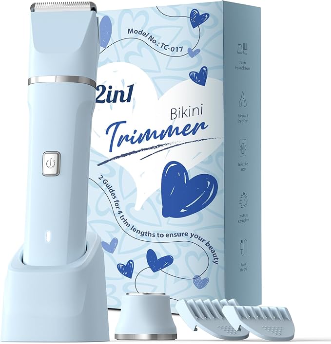 Electric Shaver for Women - Body Hair Trimmer Shaver for Women's Grooming, Wet & Dry Use Groomer, Dusk Razor for Women, Ladies Electric Razors for Legs, Female Trimmer for Private Area, Blue