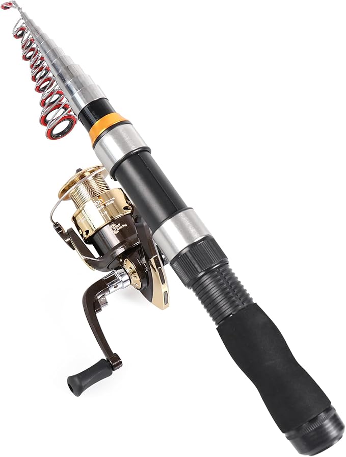 Telescopic Collapsible Extendable Fishing Rod for Saltwater and Freshwater, Lightweight and Compact Design