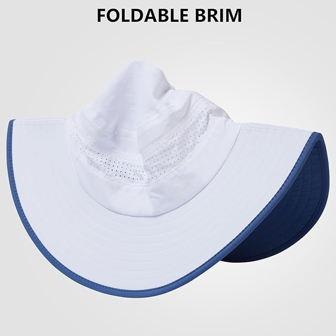 UPF 50+ Foldable Brim Water-Resistant Sun Bucket Hat with Laser Perforated Mesh Adjustable for Men Women Outdoor