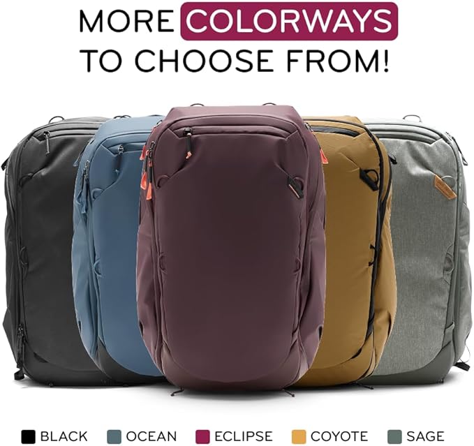 Peak Design Travel Backpack 45L, Eclipse, Expandable 35-45L Design, Rear and Top Access, Weatherproof Shell, Laptop Sleeve, Ideal for Travel or Everyday Carry, Versatile Backpack for Men and Women