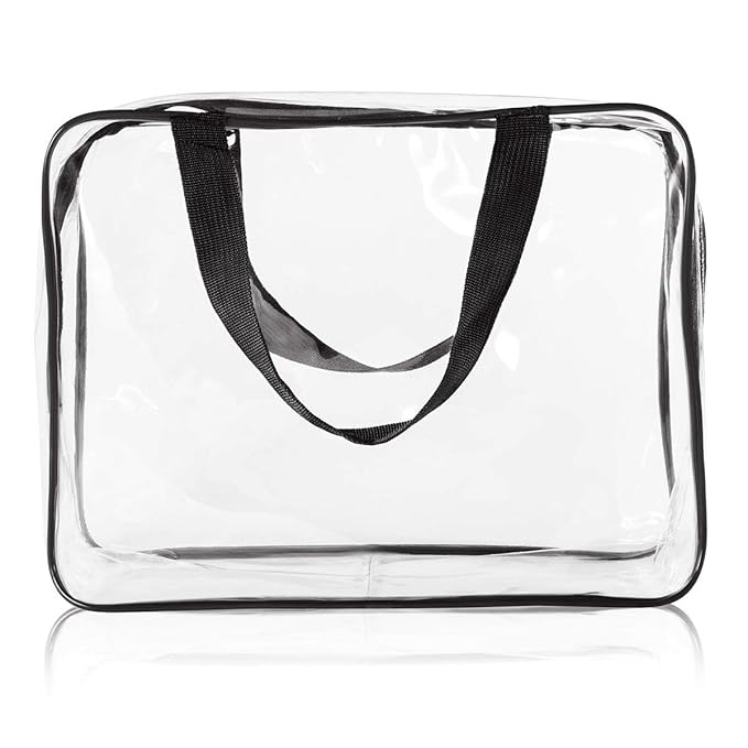2Pcs Crystal Clear PVC Travel Toiletry Bag Kit for Women Men, Waterproof Vinyl Packing Organizer Storage Bags with Zipper Handle Straps, Cosmetic Pouch Carry on Airport Airline Compliant Bag Handbag