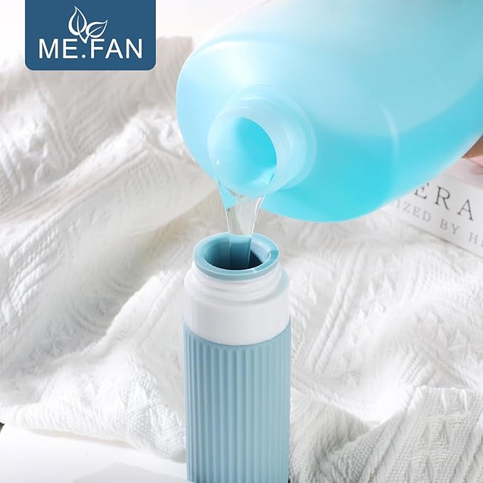 ME.FAN Travel Bottles for Toiletries, TSA Approved 3oz Silicone Journey Size Containers, Portable Split Bottle for Conditioner, Shampoo, Lotion- 4 Pack Morandi