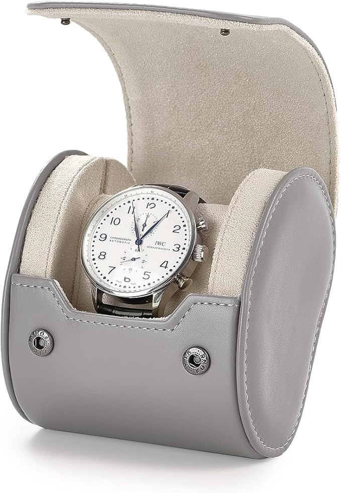 Oirlv Luxury Leather Watch Storage Case Watch Box for Mens Jewelry Organizer Case Jewelry Gift Box for Birthday Fathers Day Anniversary(1 slot, Grey)