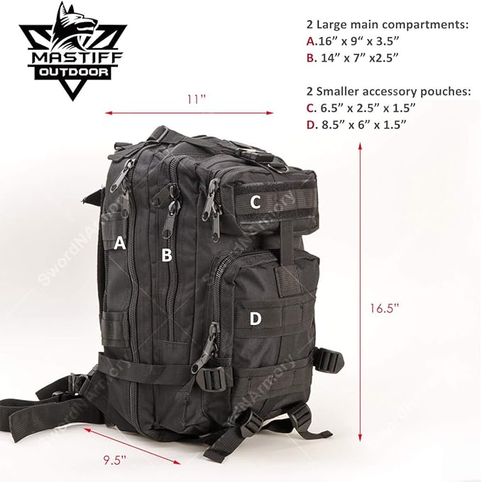 Military Tactical Pack Backpack Army Molle Bug Out Bag Small Rucksack Outdoor Hiking Camping Trekking Hunting