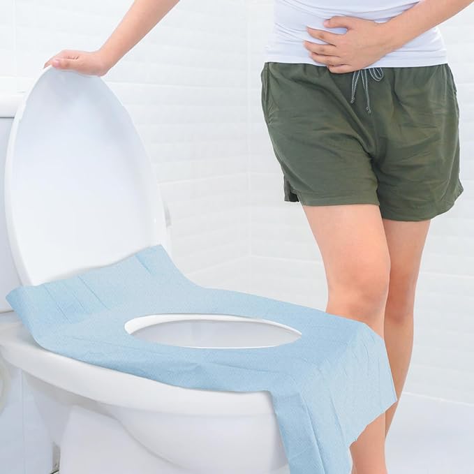 Tebery 100 Pack Toilet Seat Covers Disposable, Individually Wrapped Travel Toilet Cover, Extra Large Potty Seat Liners Portable, Waterproof Potty Training Shield for Public Restroom, Trip, Outdoors