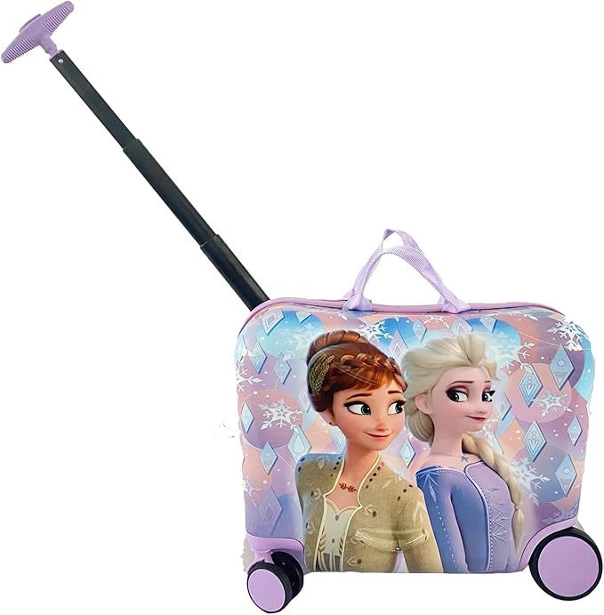 Disney Frozen Ride on Suitcase for Kids, 18'' Suitcase with Seat for Kids, Childre Riding Luggage, Cute Lightweight Travel LuggageTrolley