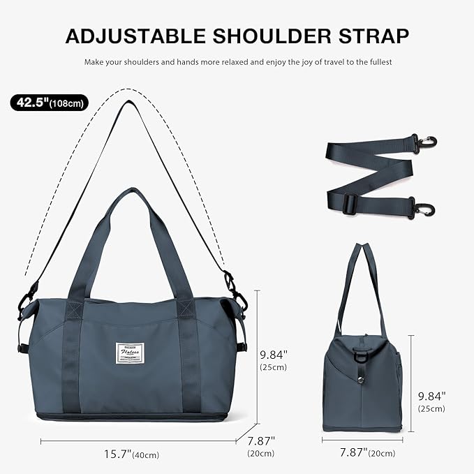 Travel Duffel Bag, Sports Tote Gym Bag, Shoulder Weekender Overnight Bag for Women