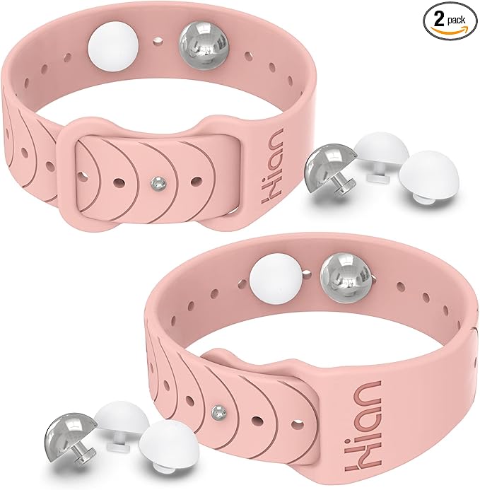 Motion Sickness Bands Sea Sickness Wristbands Adjustable Acupressure Nausea Wristband/,Natural Relief of Nausea Headaches,Insomnia,Anxiety,Sleep Aid, Morning Sickness,Motion Sickness(1Pair Pink Sand