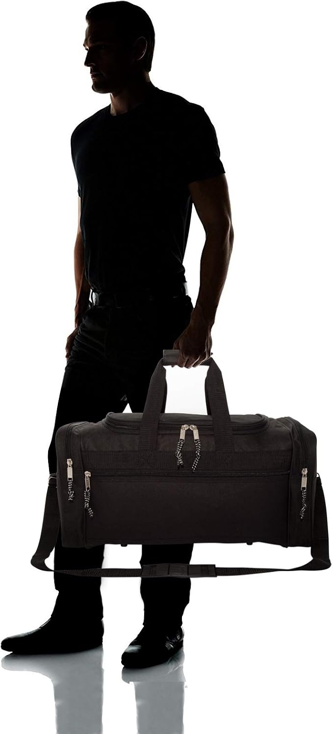 DALIX 21" Blank Sports Duffle Bag Gym Bag Travel Duffel Adjustable Strap in Black