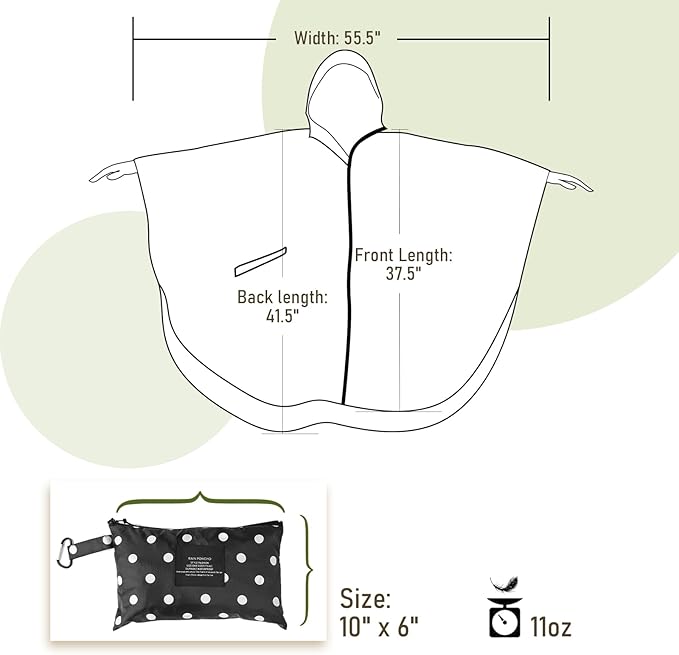 SaphiRose Unisex Rain Poncho Raincoat Hooded for Adults Women with Pockets