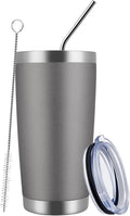MEWAY 20oz Tumbler Cup Double Wall Vacuum Insulated Travel Mug Bulk, Stainless Steel Tumblers with Lid and Straw, Durable Powder Coated Coffee Cups for Cold & Hot Drinks (Cold Grey, 1)