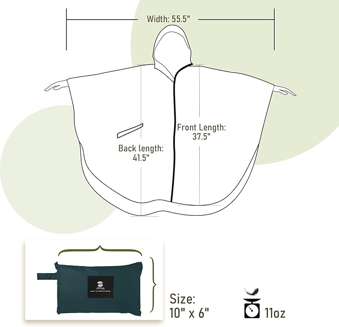 SaphiRose Unisex Rain Poncho Raincoat Hooded for Adults Women with Pockets