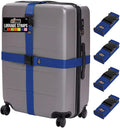 GORILLA GRIP Heavy Duty 4 Pack Adjustable Luggage Straps for Suitcases, Easy to Identify Travel Belt Connector Holds Suitcase Together, Extends Life of Bag, Strap Connects Two Bags, Accessories Blue
